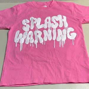 Pink 'Splash Warning' Short Sleeve Graphic Tee - Unbranded